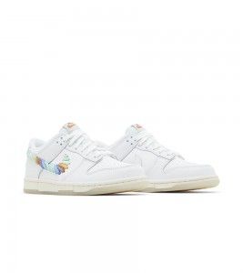 Nike Dunk Low SE Rainbow Lace Swoosh White (GS) - Фото №2