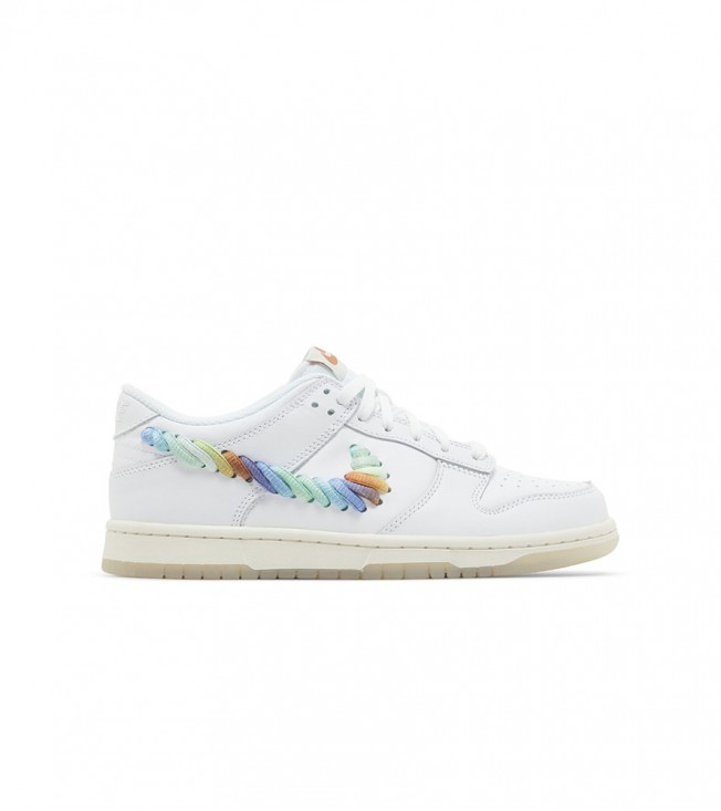 Nike Dunk Low SE Rainbow Lace Swoosh White (GS)