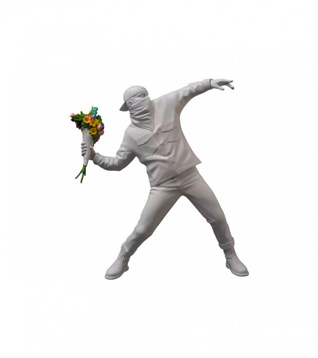 Banksy Flower Bomber Sculpture White