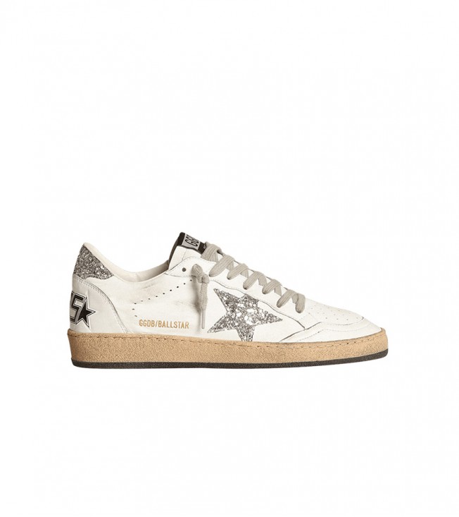 Golden Goose Ball Star White Silver Glitter (Women's)