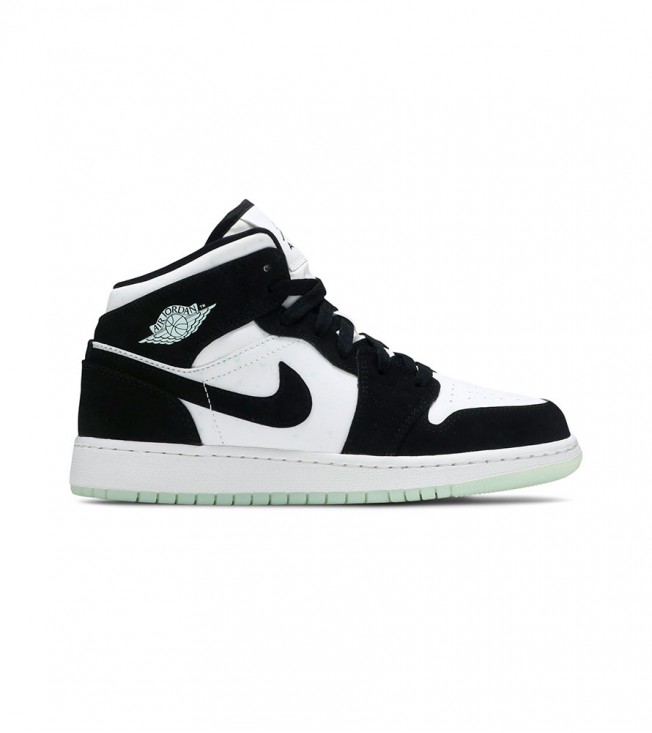 Кроссовки Air Jordan 1 Mid White Black Teal Tint GS