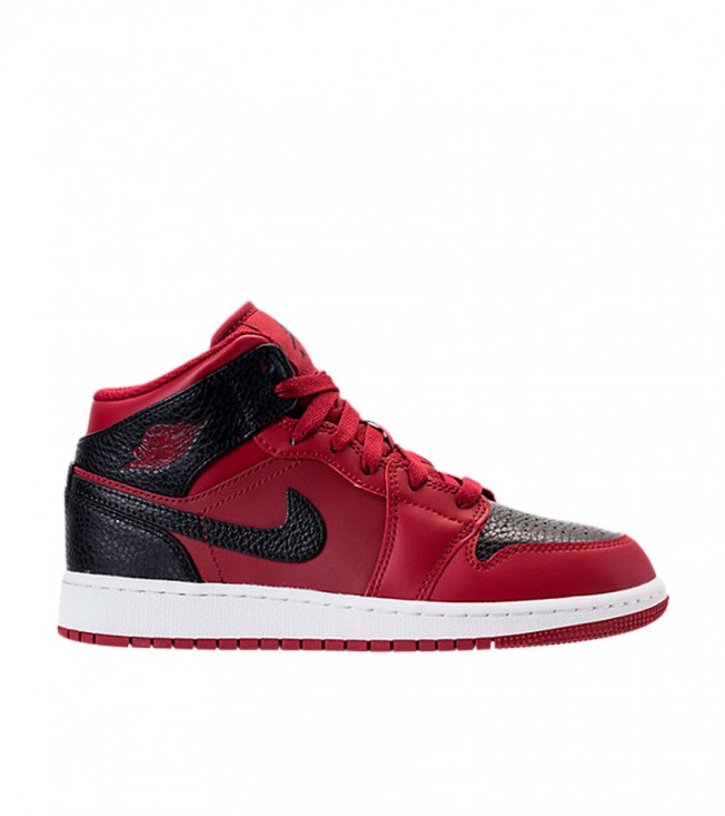 Кроссовки Air Jordan 1 Mid Team Red Black White GS