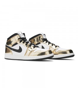 Кроссовки Air Jordan 1 Mid Metallic Gold Black White GS - ???? ?20