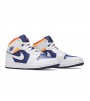 Кроссовки Air Jordan 1 Mid White Laser Orange Deep Royal Blue GS