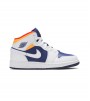 Кроссовки Air Jordan 1 Mid White Laser Orange Deep Royal Blue GS