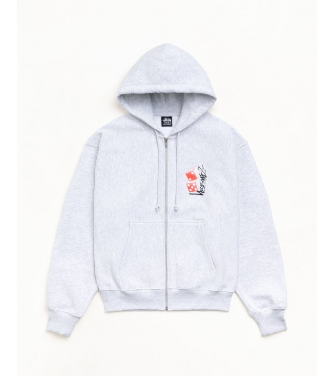 Худи Stussy Tall Dice Zip Hoodie Ash Heather