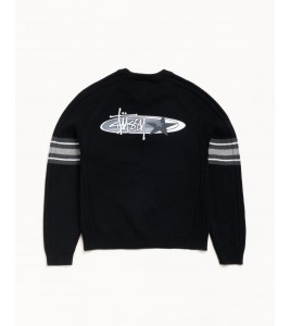 Свитер Stussy Stripe Raglan Crew Black - Фото №2
