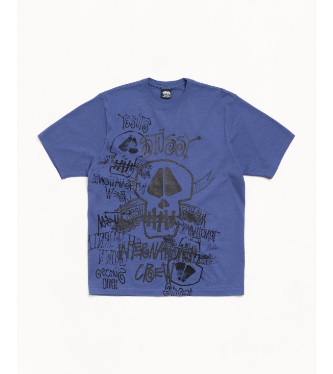 Футболка Stussy Skulls Tee Pigment Dyed Indigo
