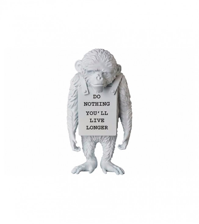 Banksy Brandalism Monkey Sign Figure White