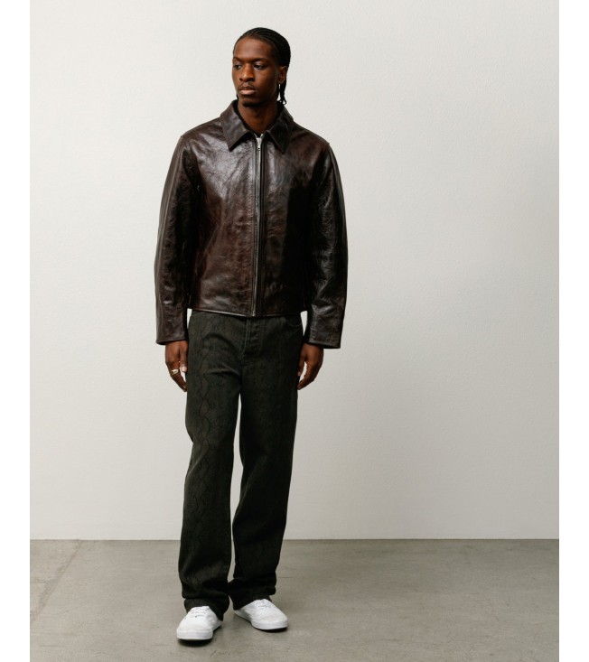 Куртка Stussy Garage Jacket Leather Dark Brown