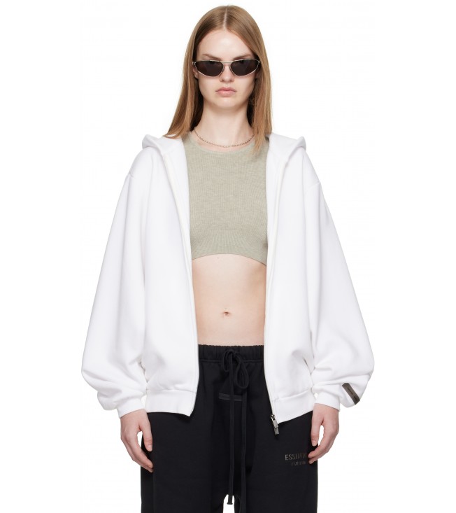 Худи Fear Of God Essentials White 90s Fleece Zip-Up Hoodie