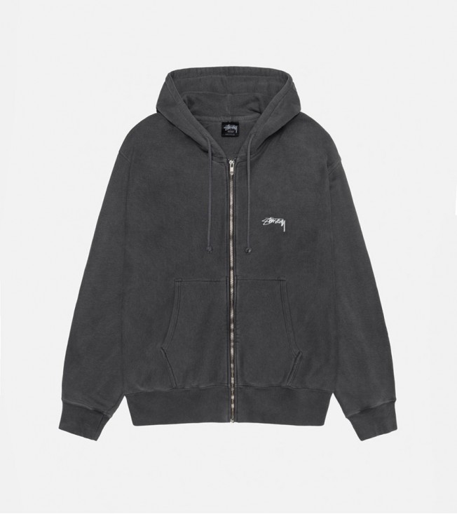 Stussy Smooth Stock Zip Hoodie Pigment Dyed Black