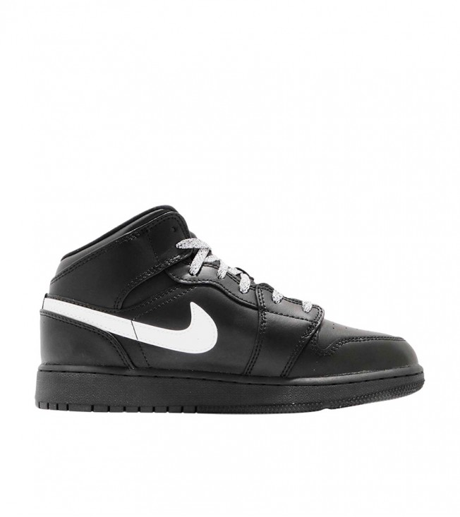 Кроссовки Air Jordan 1 Mid Black White Speckle GS