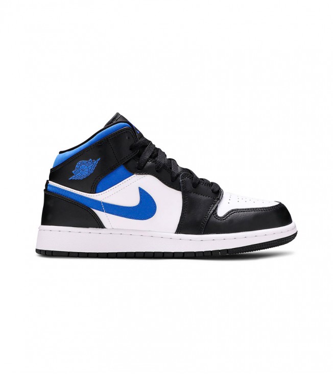Кроссовки Jordan 1 Mid White Black Royal (GS)