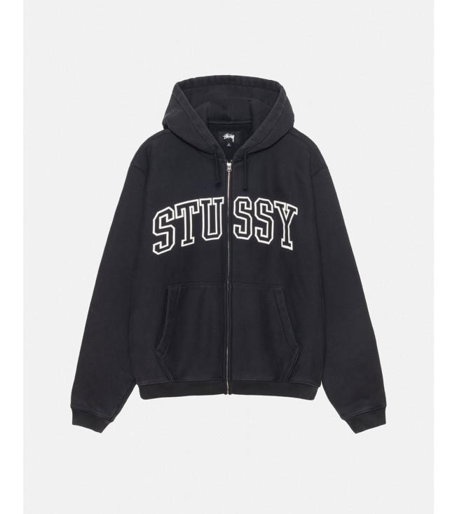 Stussy Outline Zip Hoodie Washed Black