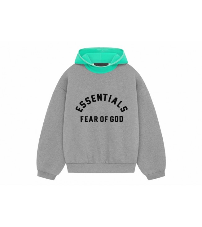 Худи Fear of God Essentials Nylon Fleece Hoodie Dark Heather Oatmeal/Mint Leaf