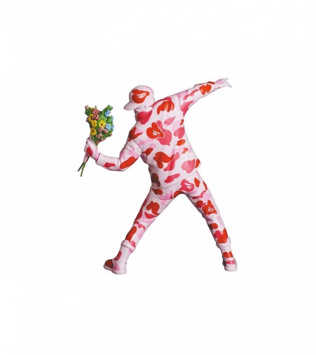 Banksy Brandalism x BAPE Flower Bomber Figure Pink