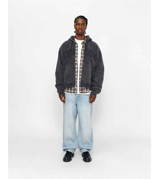 Stussy Zip Hoodie Faded Graphic Washed Black