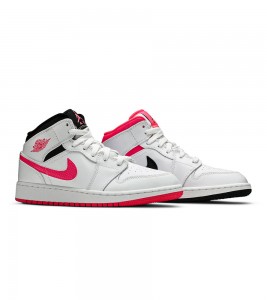 Кроссовки Air Jordan 1 Mid White Black Hyper Pink GS - ???? ?20