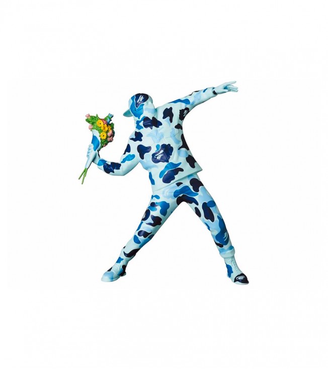 Banksy Brandalism x BAPE Flower Bomber Figure Blue