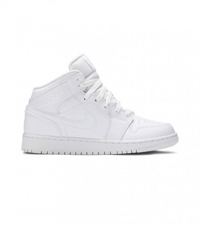 Кроссовки Air Jordan 1 Mid Triple White GS