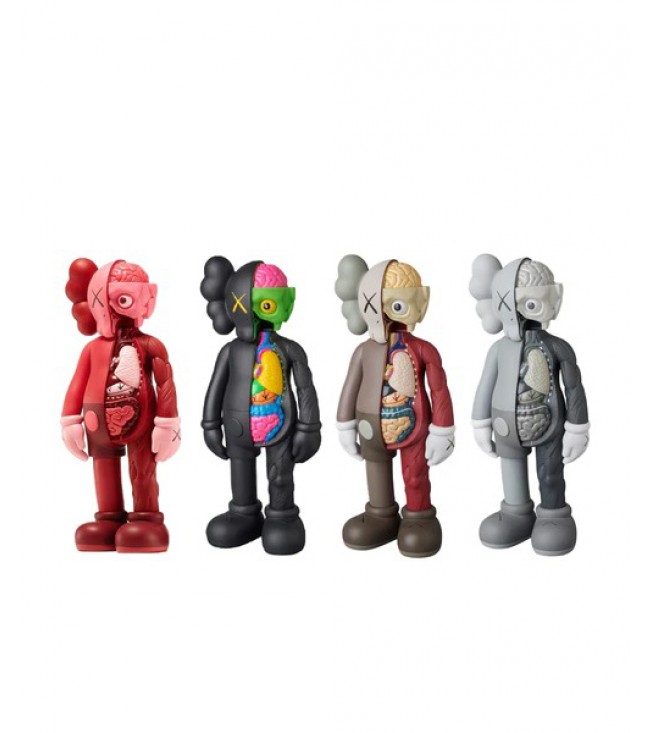 KAWS Companion Flayed Open Edition Vinyl Figure Black/Blush/Brown/Grey Set 28 см