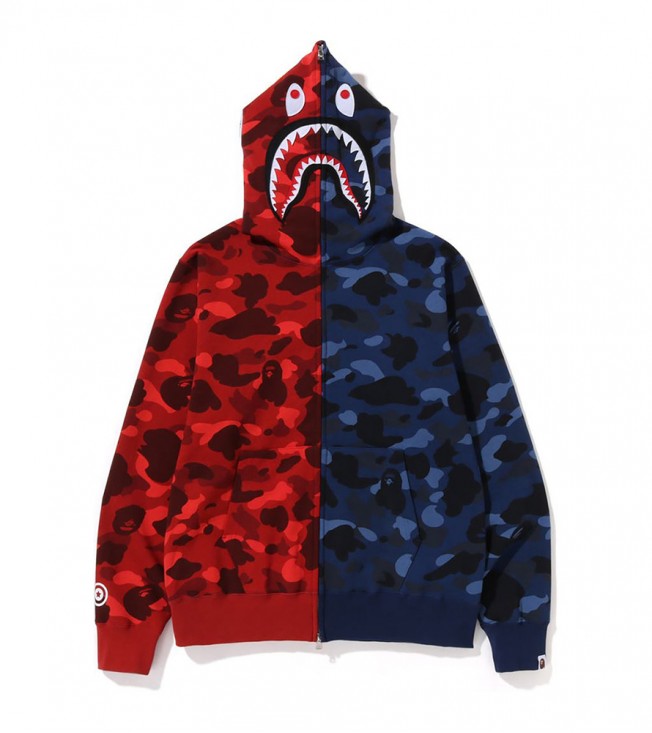 Худи BAPE CAMO SHARK RED NAVY FULL ZIP HOODIE