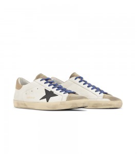 Golden Goose Super-Star Suede Toe White Taupe Royal Blue Black - Фото №2