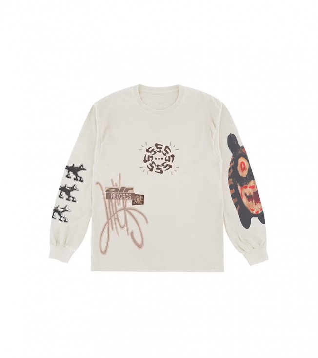 Travis Scott Air Records Long Sleeve T-shirt Natural