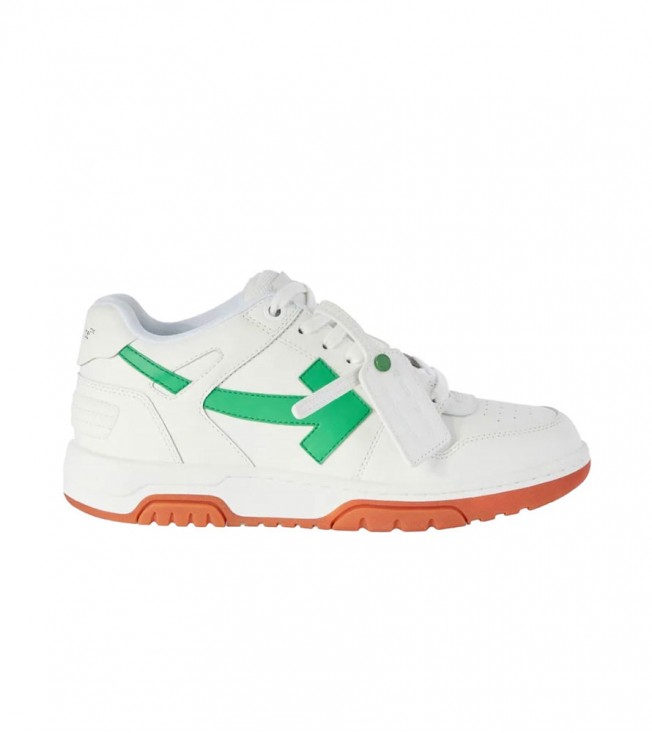 OFF-WHITE Out Of Office OOO Low Tops White Bright Green Brick Red