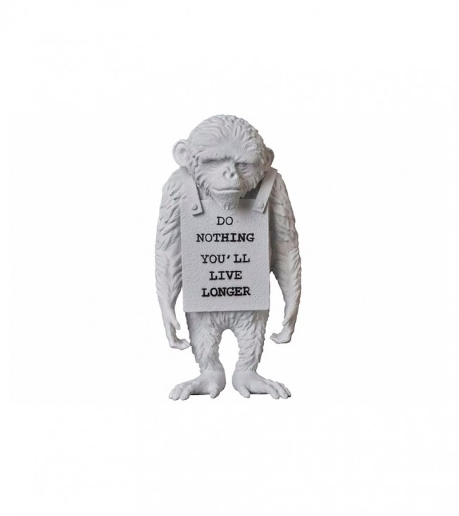 Banksy Brandalism Monkey Sign (Gesso Ver.) Figure White