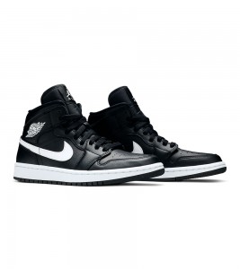 Кроссовки Air Jordan 1 Mid Black White WMNS - Фото №2