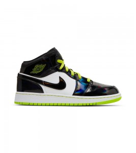 Кроссовки Air Jordan 1 Mid Black Cyber Mystic Green GS