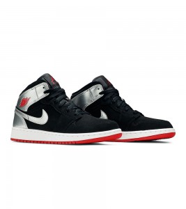 Кроссовки Air Jordan 1 Mid Black Red Silver GS - ???? ?20