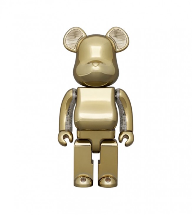 Bearbrick Rinaro Audio Chrome Portable Bluetooth Speaker 400% Gold