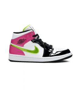 Кроссовки Jordan 1 Mid White Black Cyber Pink