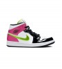 Кроссовки Jordan 1 Mid White Black Cyber Pink