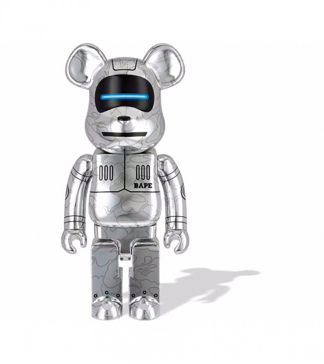 Bearbrick x BAPE x Hajime Sorayama Baby Milo 1000% Silver