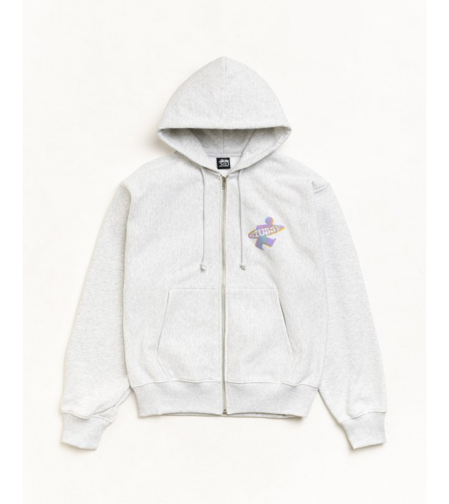 Худи Stussy Dot Surf Puff Print Zip Hoodie Ash Heather