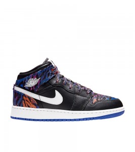 Кроссовки Air Jordan 1 Mid Multi Color Tiger Stripe GS