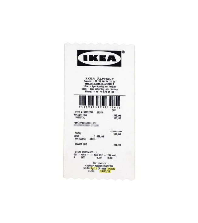 Virgil Abloh x IKEA MARKERAD "RECEIPT" Rug 201x89 CM White/Black
