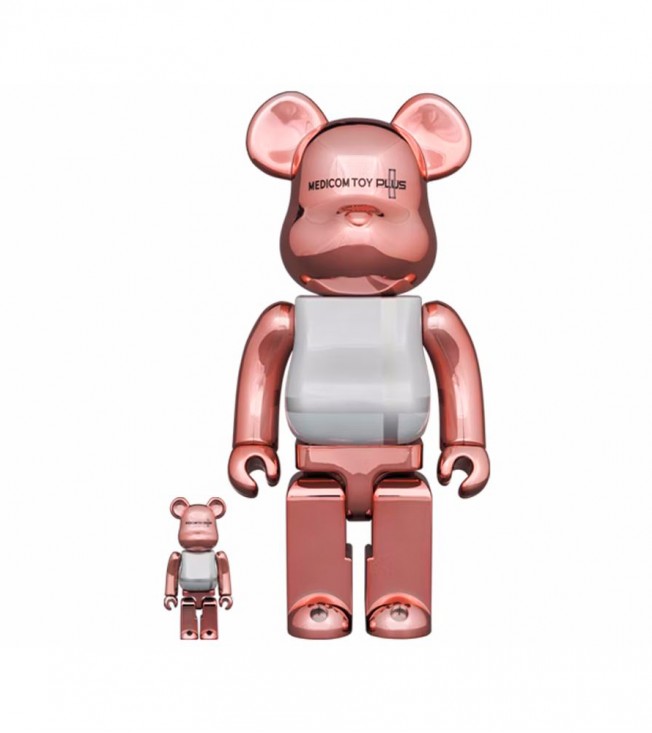 Bearbrick Medicom Toy Plus 100% & 400% Set Pink Gold Chrome Ver.