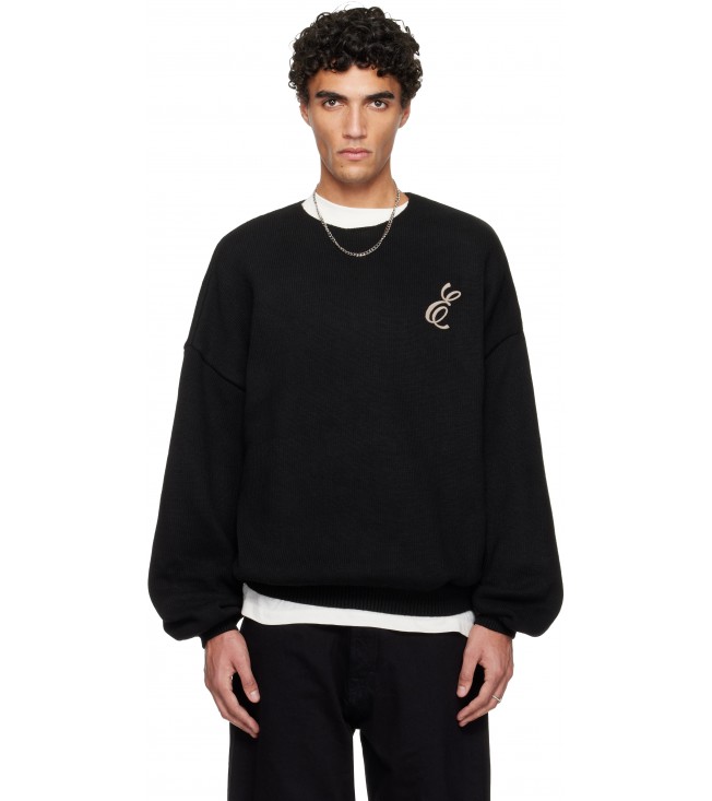 Свитер Fear Of God Essentials Black Holiday Embroidered Merino Crewneck Sweater