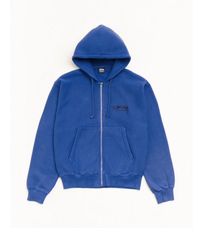 Худи Stussy Beach Roots Zip Hoodie Garment Dyed Indigo