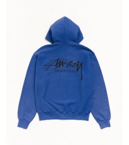 Худи Stussy Beach Roots Zip Hoodie Garment Dyed Indigo - ???? ?20