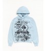 Худи Stussy Skulls Zip Hoodie Pigment Dyed Sky Blue