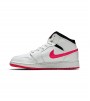 Кроссовки Air Jordan 1 Mid White Black Hyper Pink GS