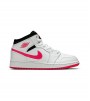 Кроссовки Air Jordan 1 Mid White Black Hyper Pink GS