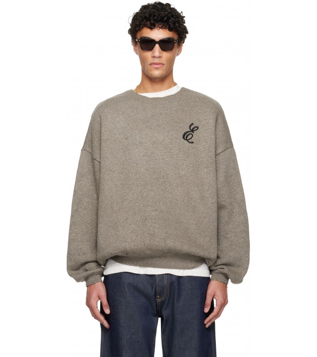 Свитер Fear Of God Essentials Brown Holiday Embroidered Merino Crewneck Sweater
