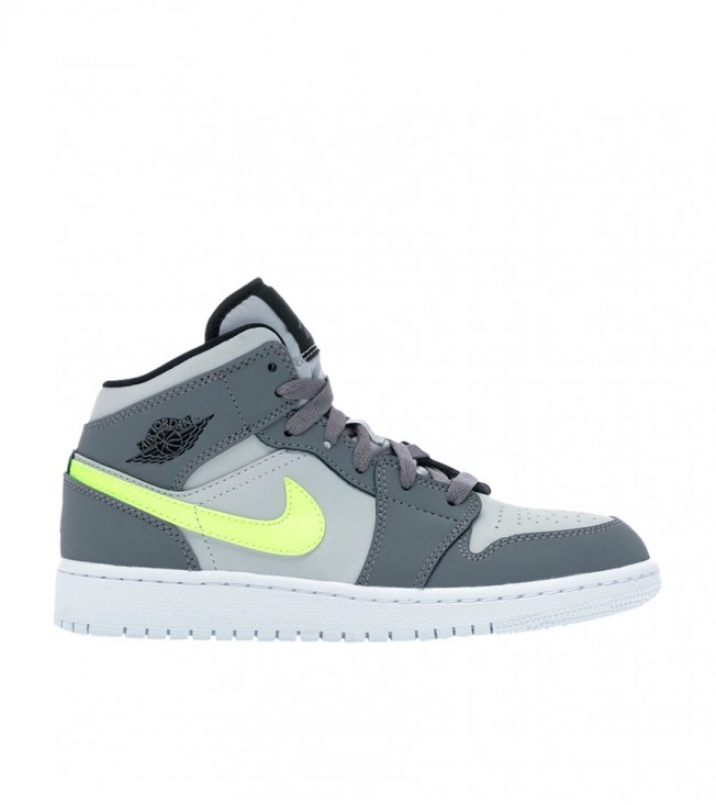Кроссовки Air Jordan 1 Mid Gunsmoke Volt GS